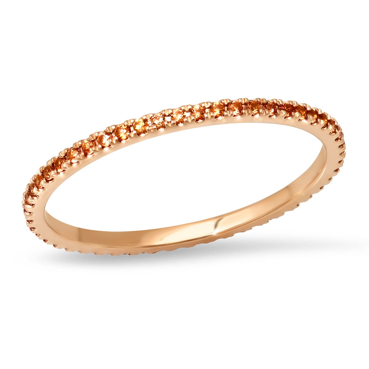 14K Rose Gold Orange Sapphire Eternity Band